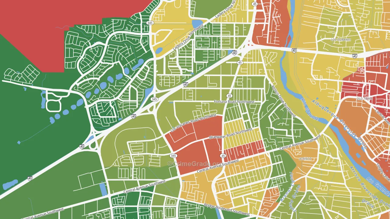 Los Volcanes, Albuquerque, NM Map of Burglary Rates