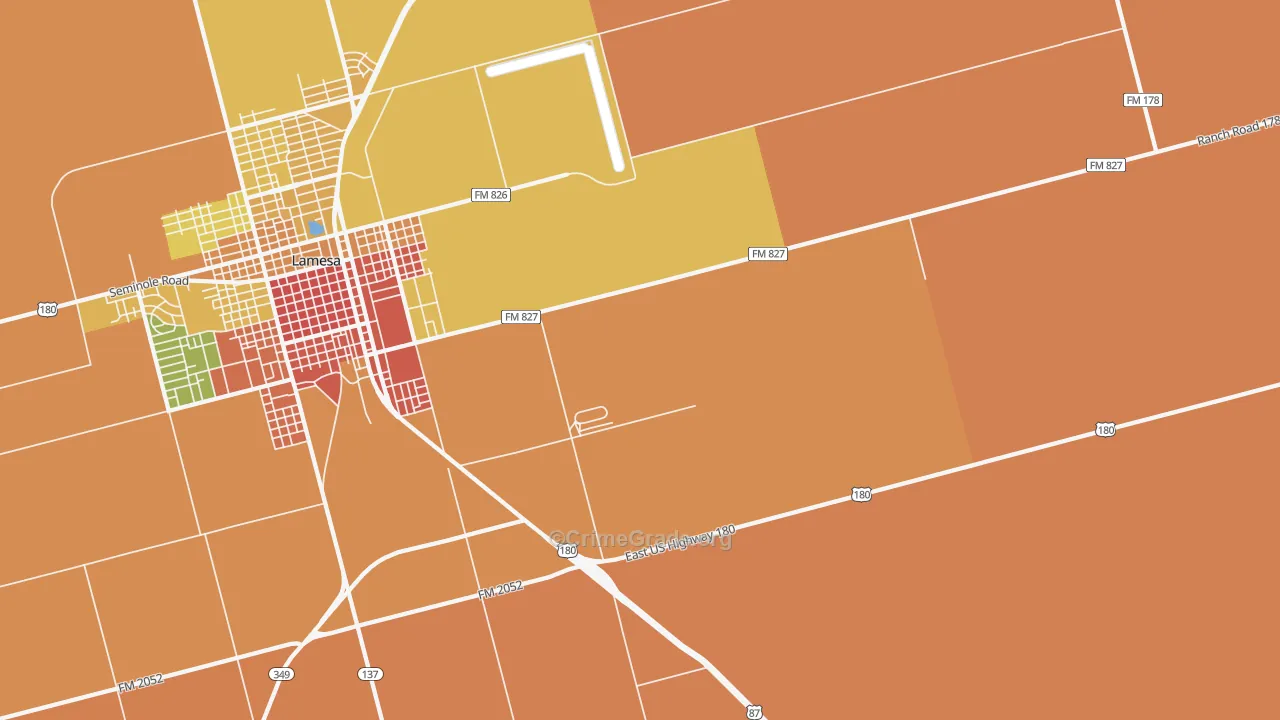 Los Ybanez, TX Map of Burglary Rates