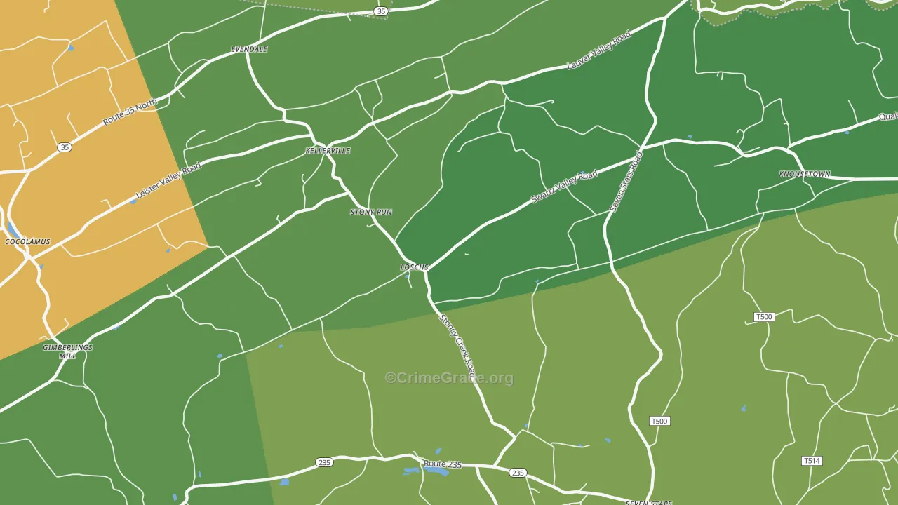 Loschs, PA Map of Burglary Rates