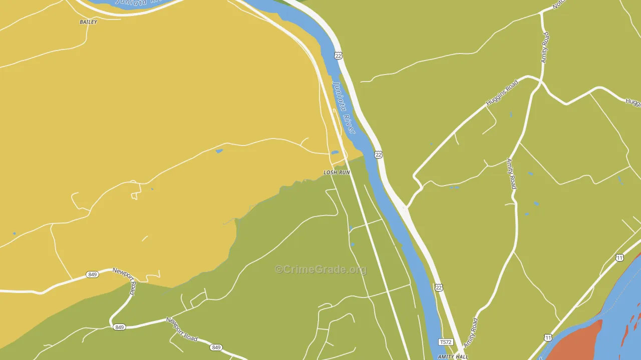 Losh Run, PA Map of Burglary Rates