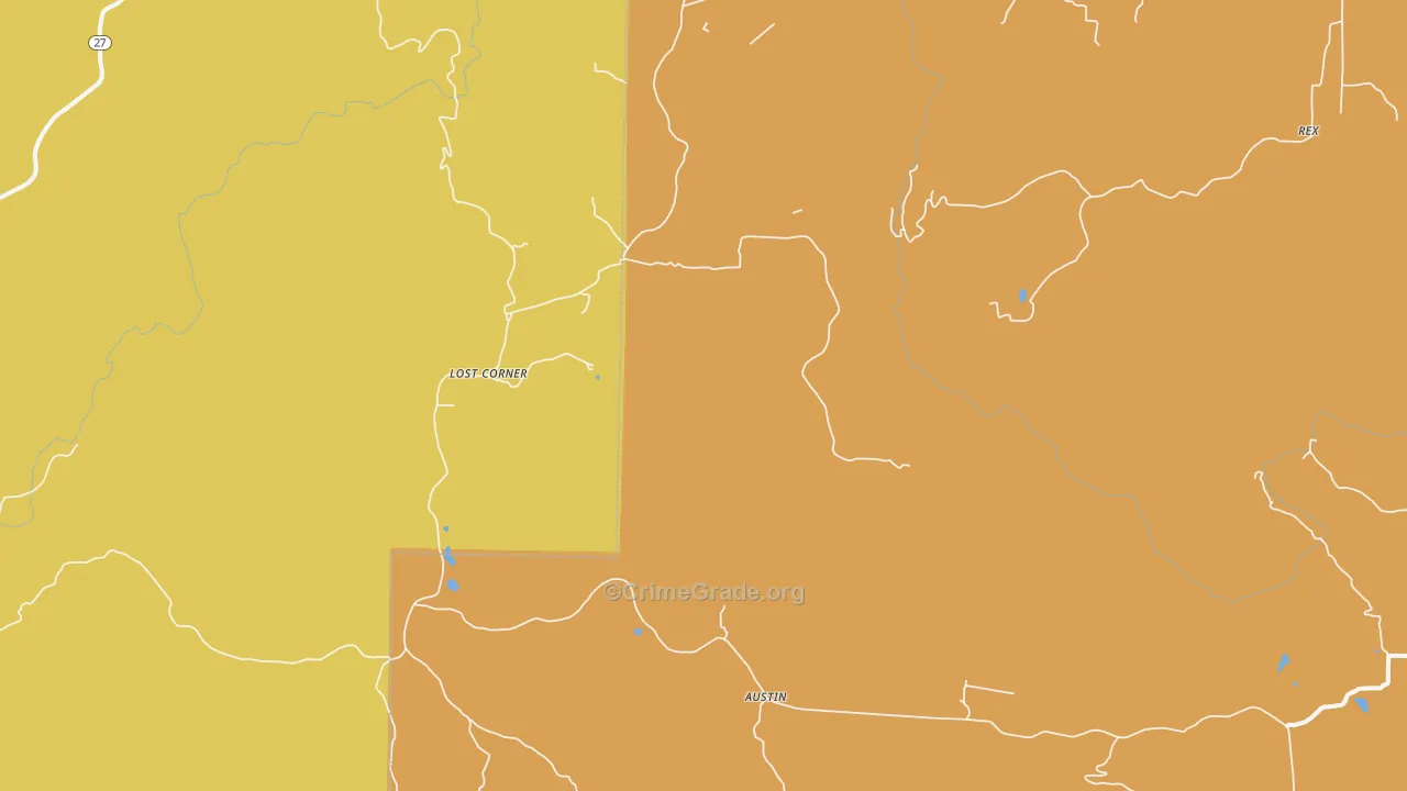 Lost Corner, AR Map of Burglary Rates