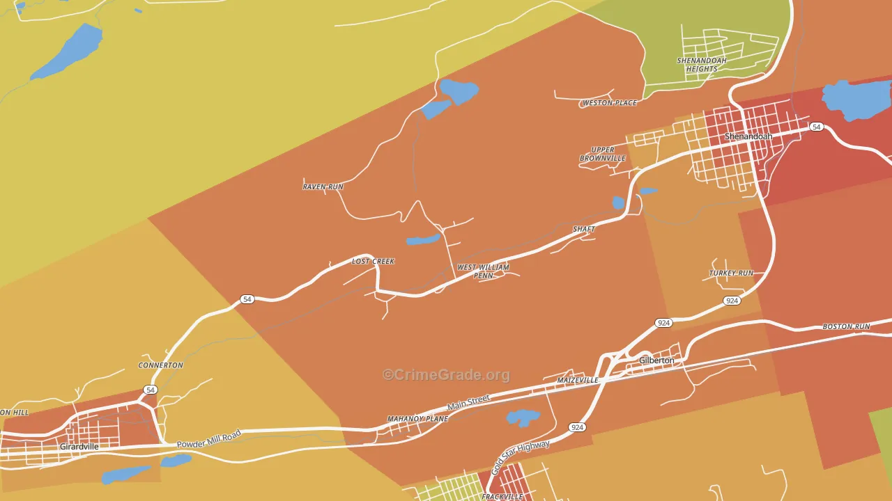 Lost Creek, PA Map of Burglary Rates