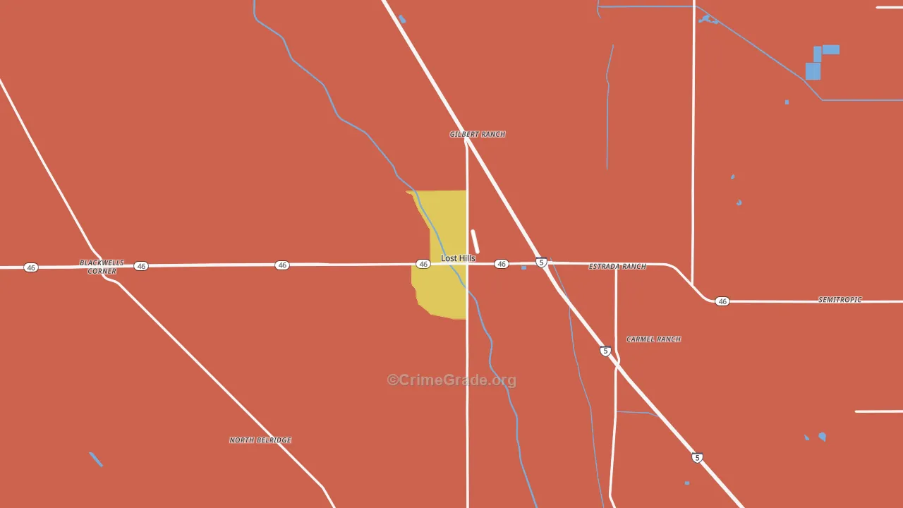 Lost Hills, CA Map of Burglary Rates