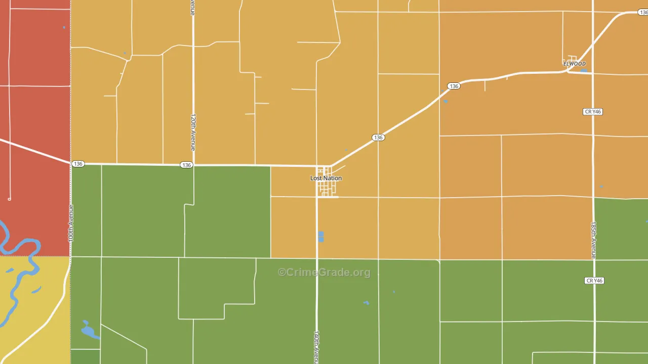 Lost Nation, IA Map of Burglary Rates