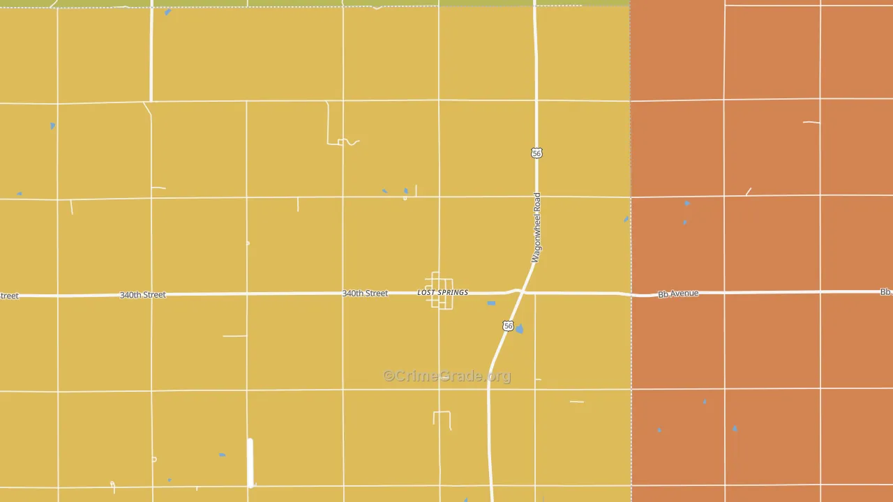 Lost Springs, KS Map of Burglary Rates