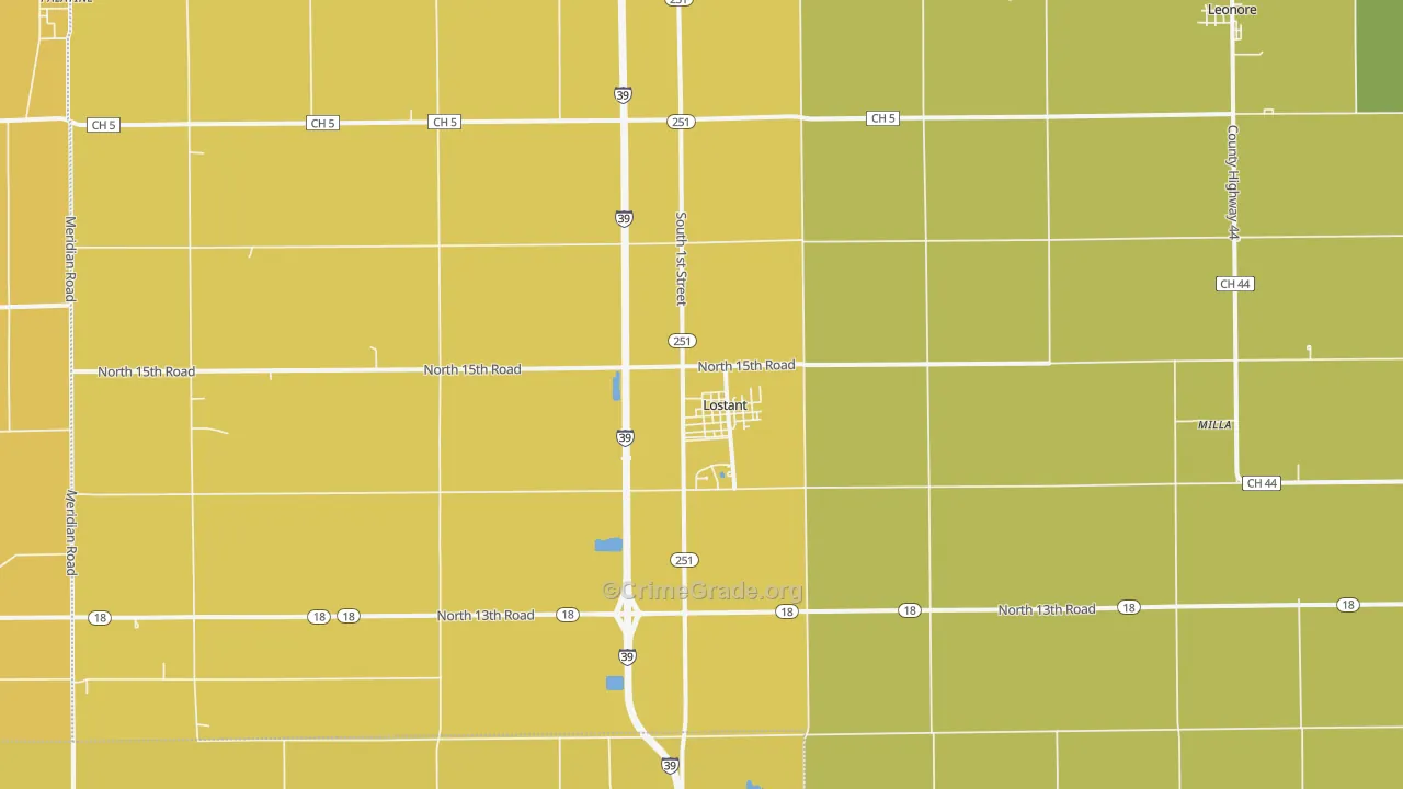 Lostant, IL Map of Burglary Rates