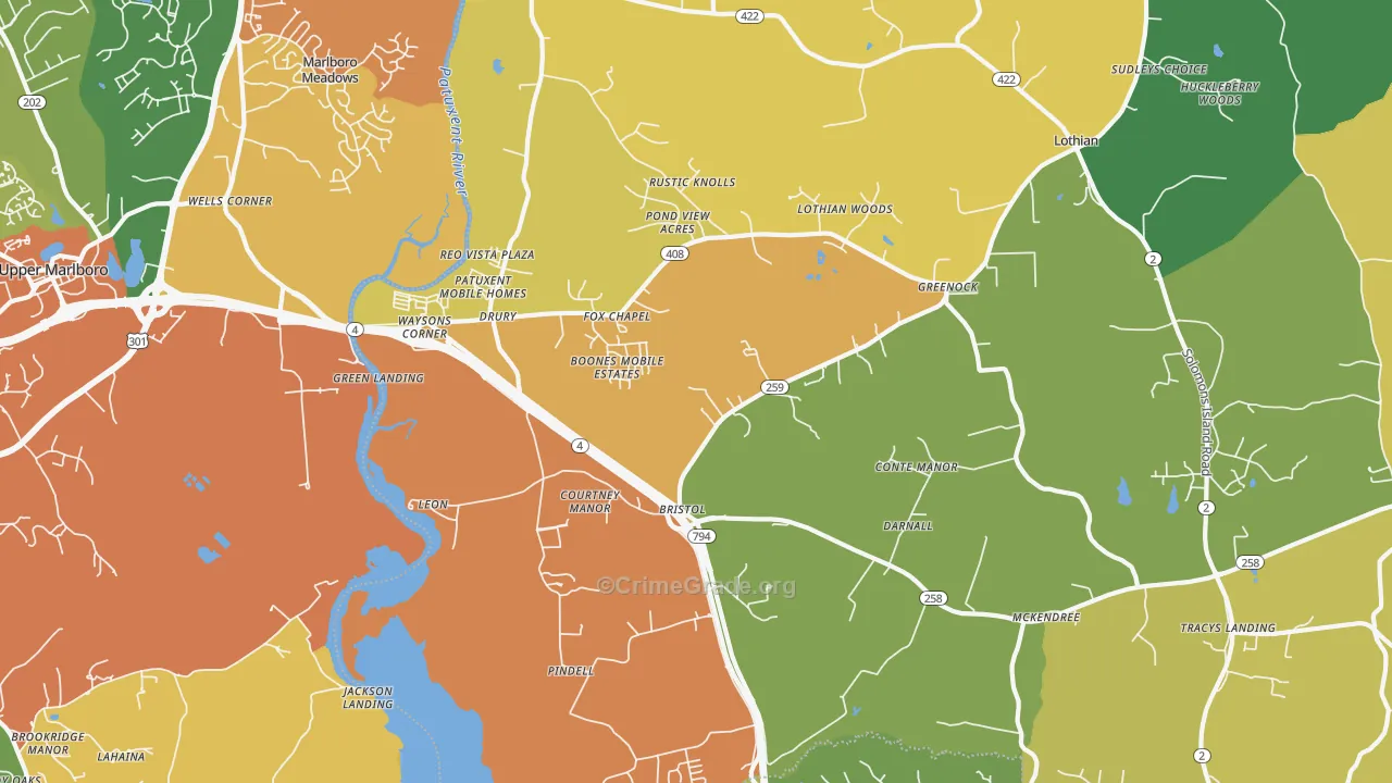 Lothian, MD Map of Burglary Rates