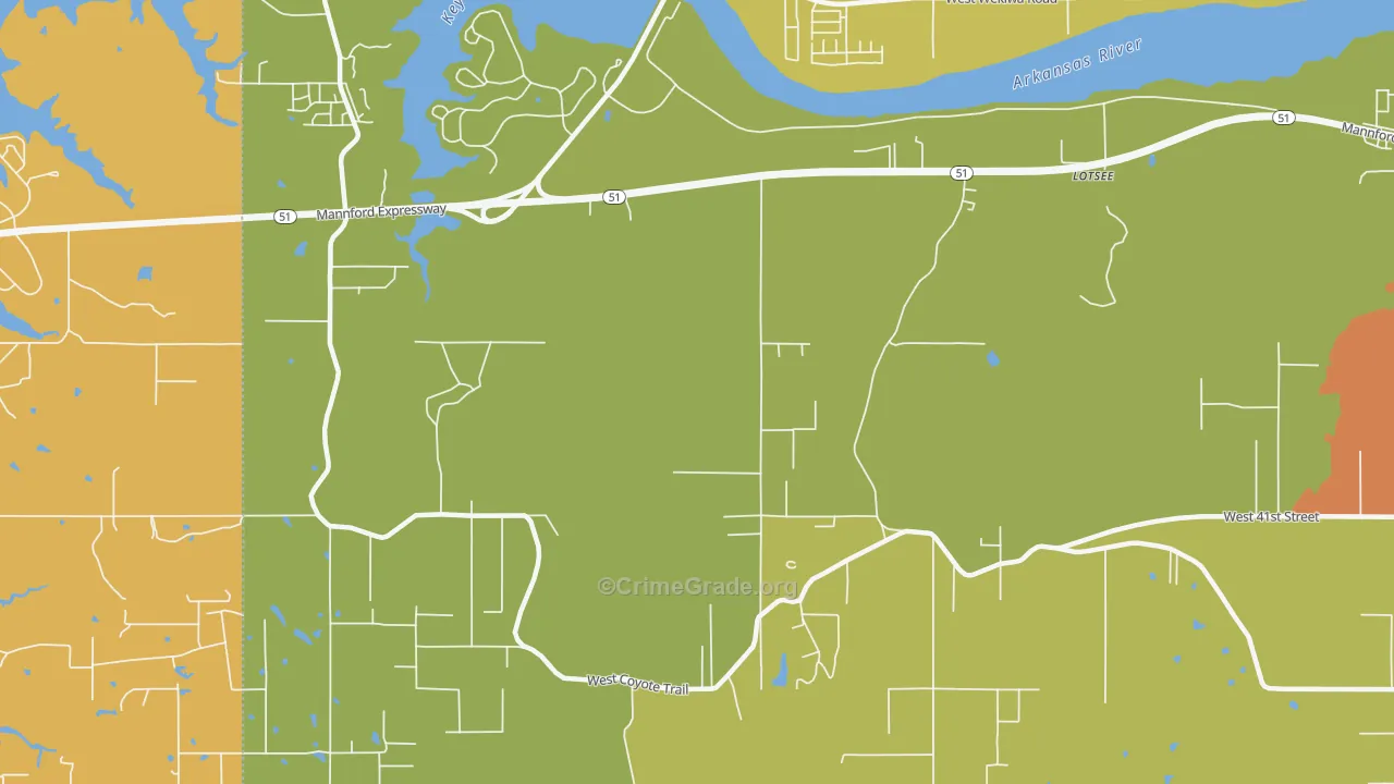 Lotsee, OK Map of Burglary Rates