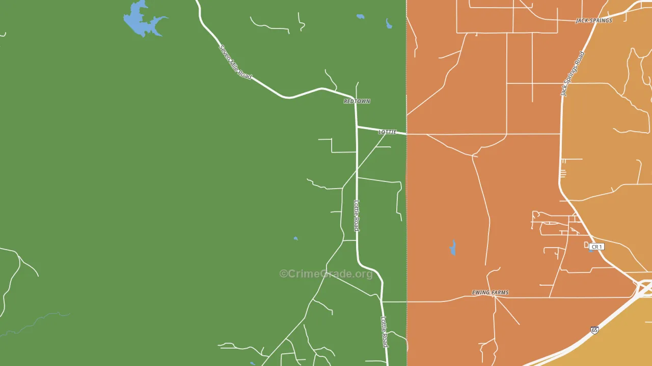 Lottie, AL Map of Burglary Rates