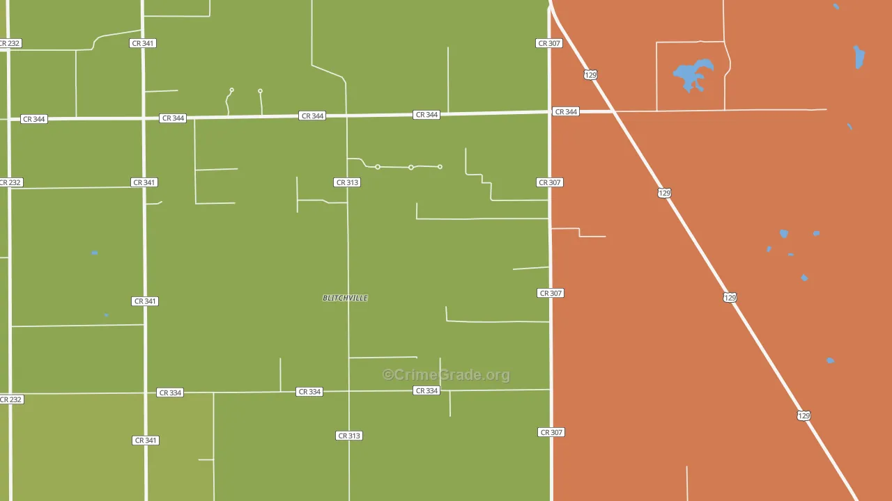 Lottieville, FL Map of Burglary Rates