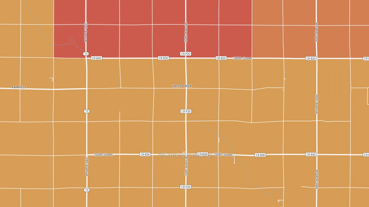 Lotts Creek, IA Map of Burglary Rates