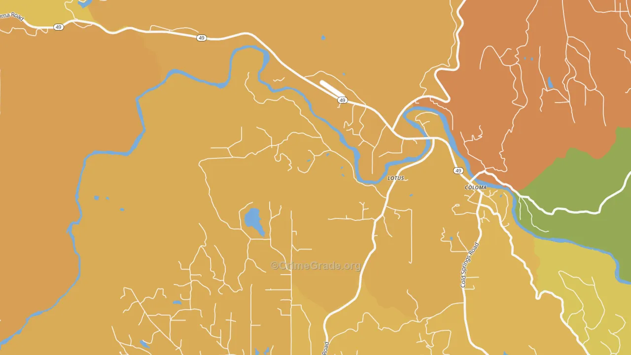 Lotus, CA Map of Burglary Rates