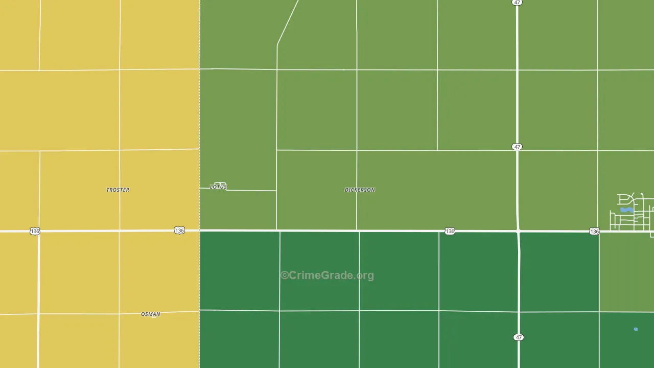 Lotus, IL Map of Burglary Rates