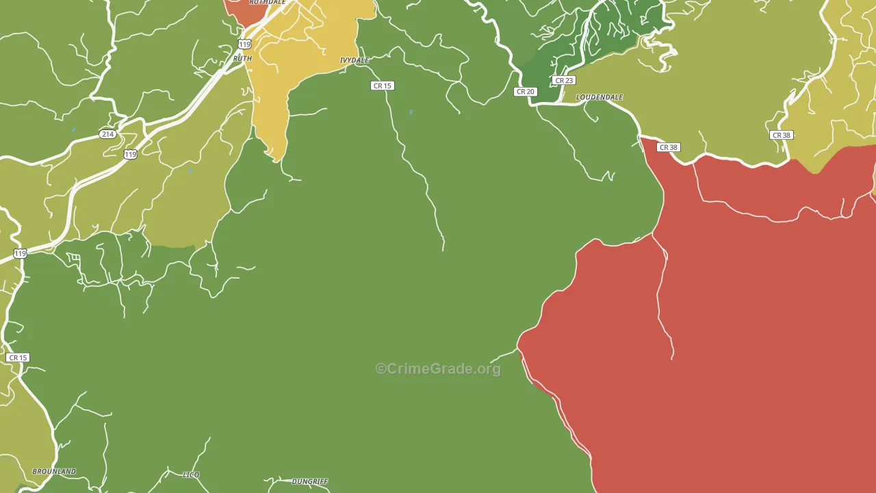 Loudendale, WV Map of Burglary Rates