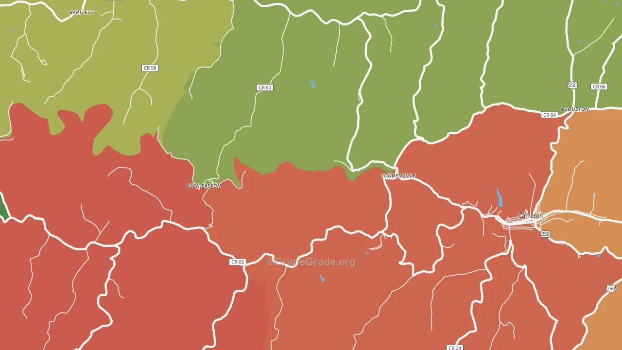 Loudenville, WV Map of Burglary Rates