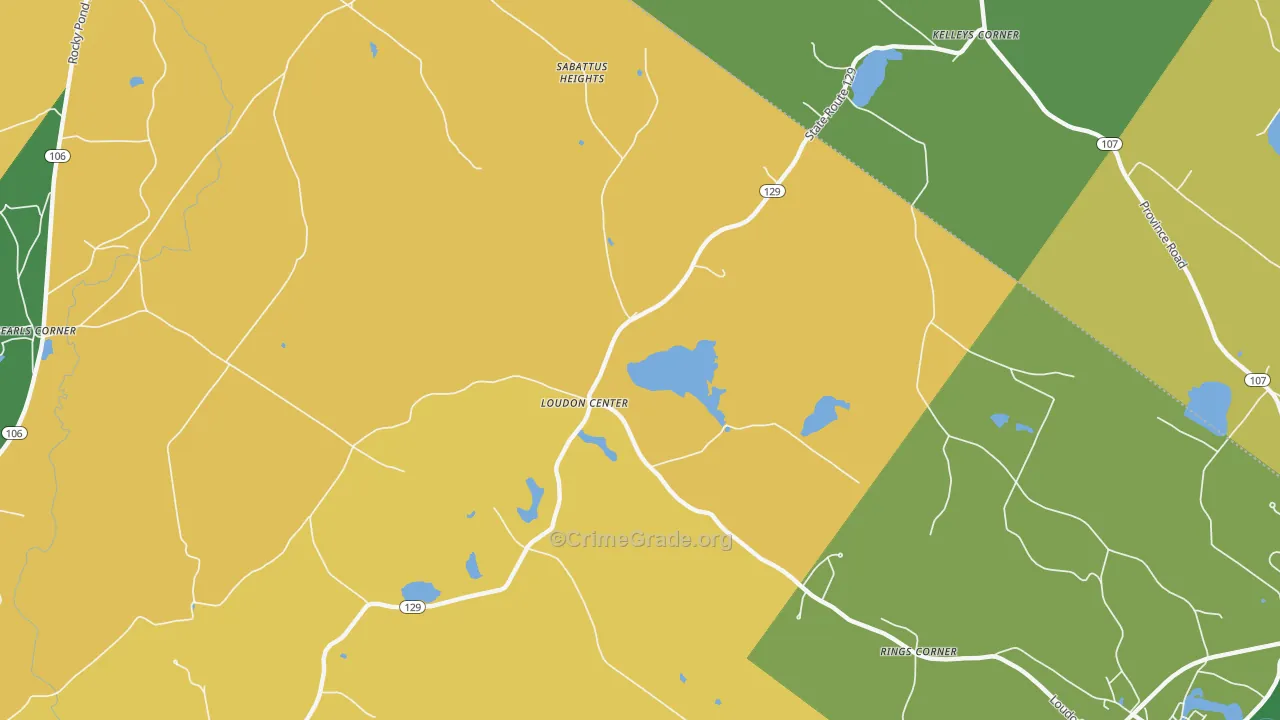 Loudon Center, NH Map of Burglary Rates