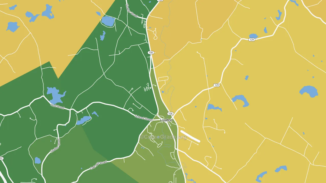 Loudon, NH Map of Burglary Rates