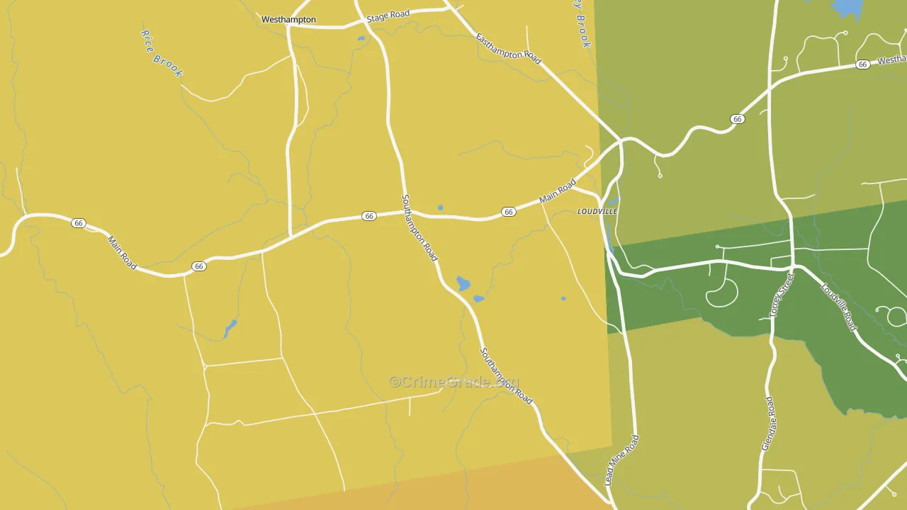 Loudville, MA Map of Burglary Rates