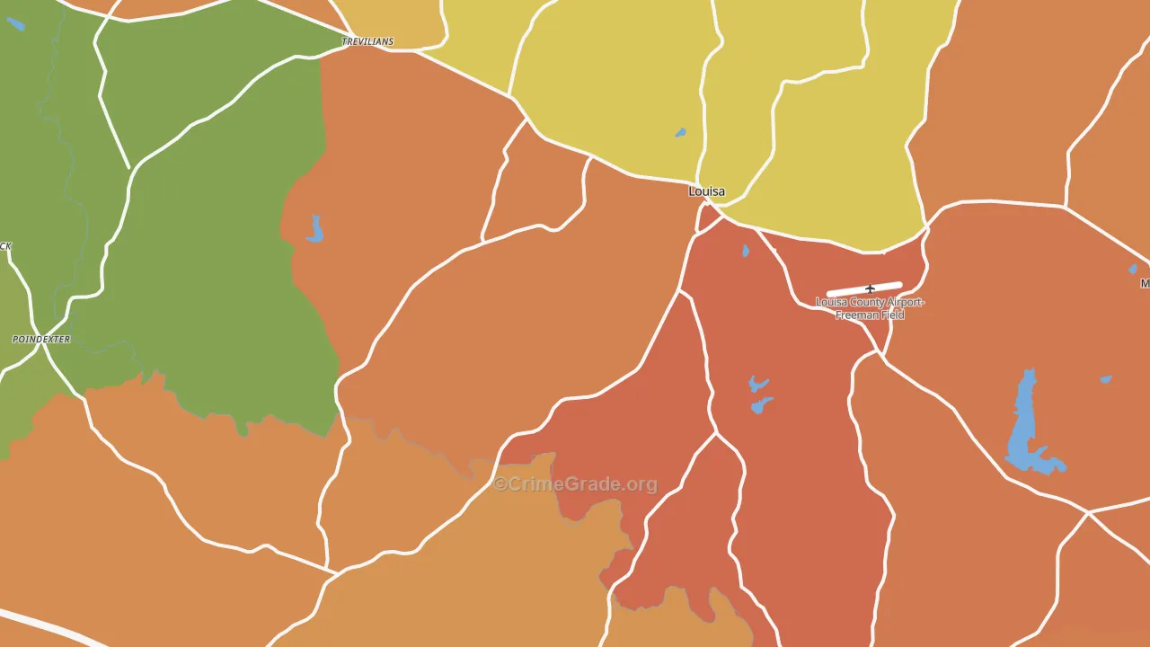 Louisa, VA Map of Burglary Rates
