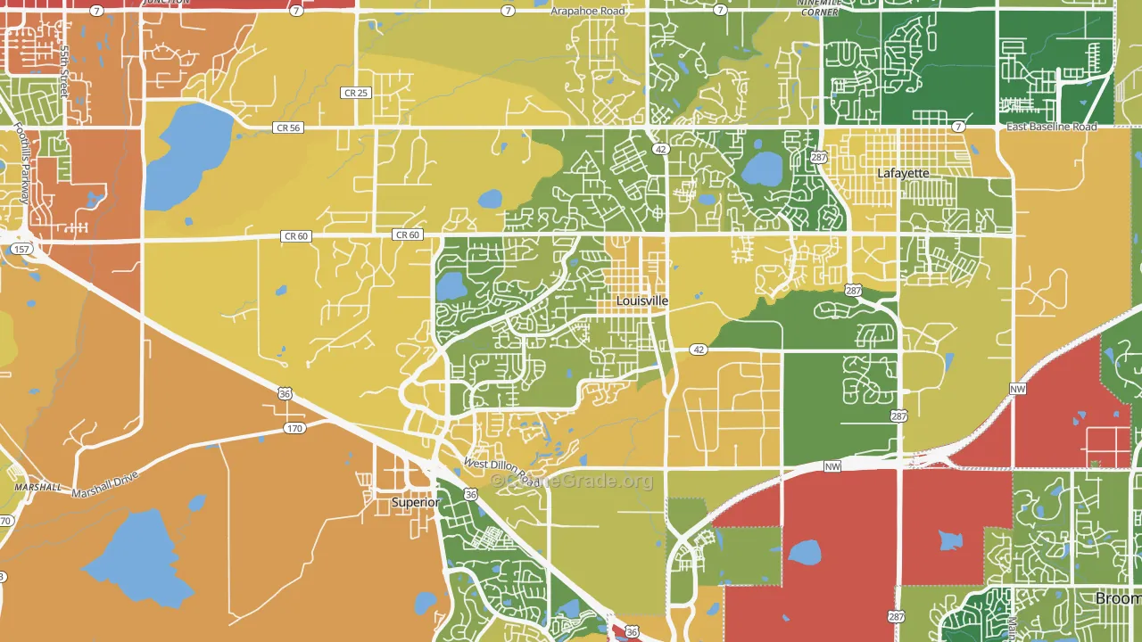 Louisville, CO Map of Burglary Rates