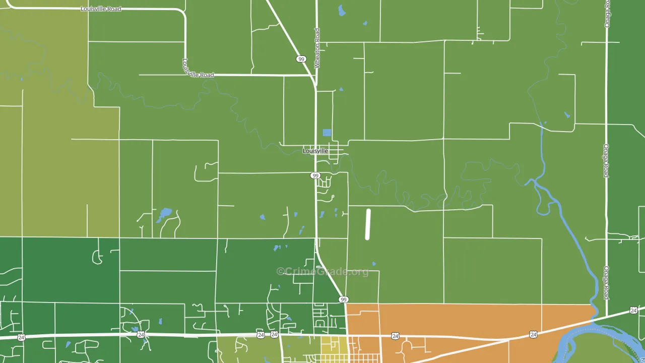 Louisville, KS Map of Burglary Rates