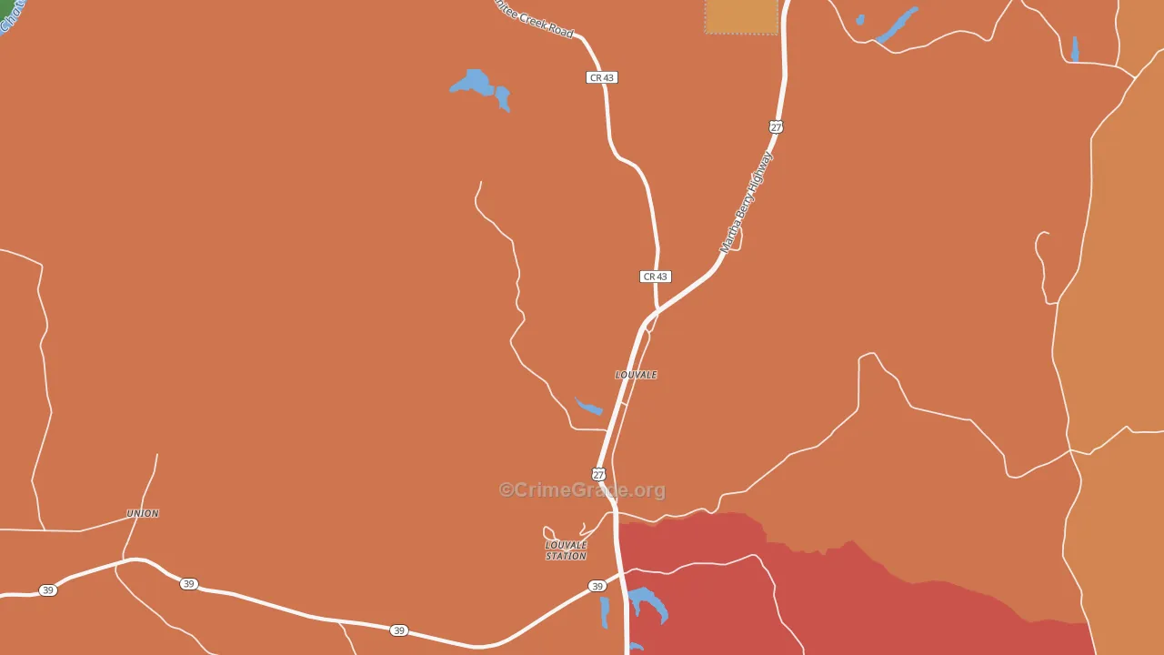 Louvale, GA Map of Burglary Rates