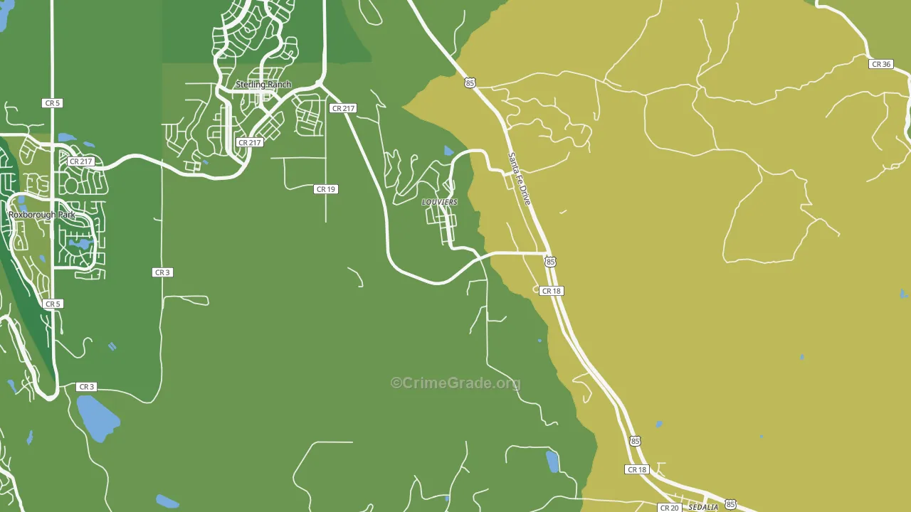 Louviers, CO Map of Burglary Rates