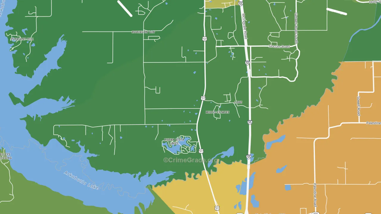 Love, MS Map of Burglary Rates