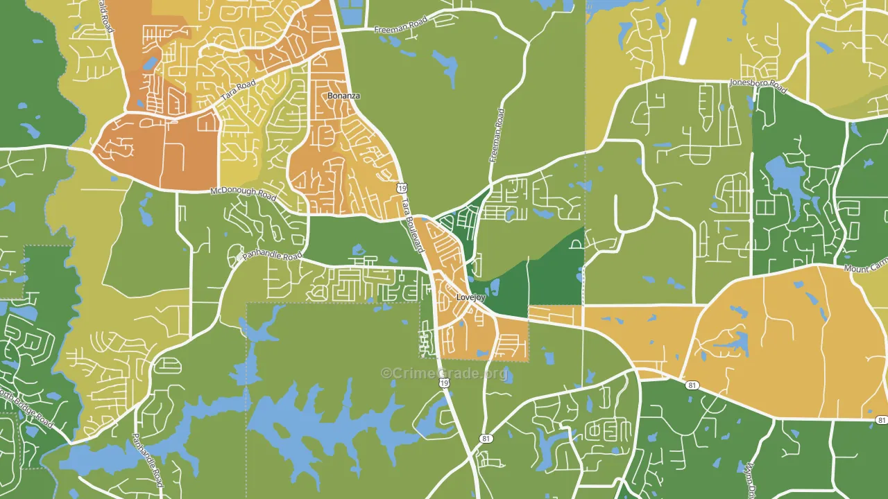 Lovejoy, GA Map of Burglary Rates