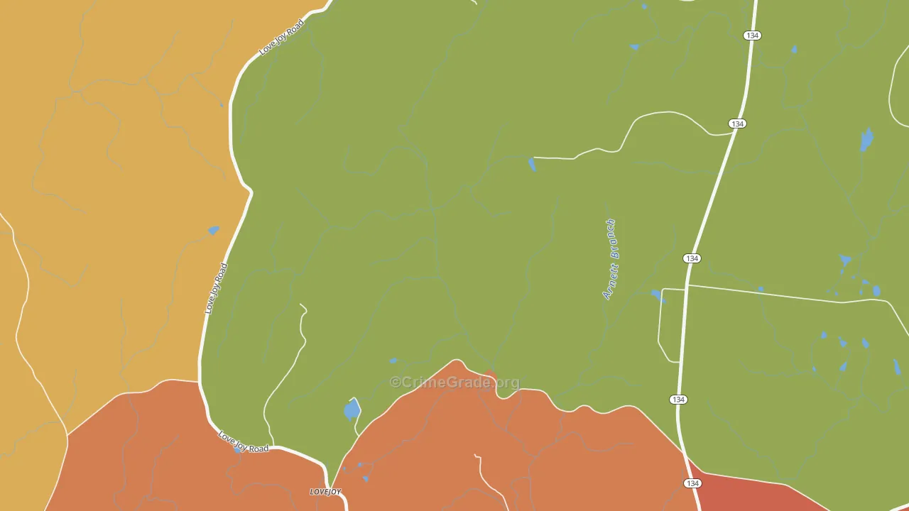 Lovejoy, NC Map of Burglary Rates