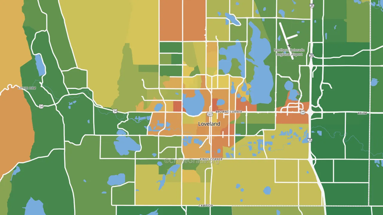 Loveland, CO Map of Burglary Rates