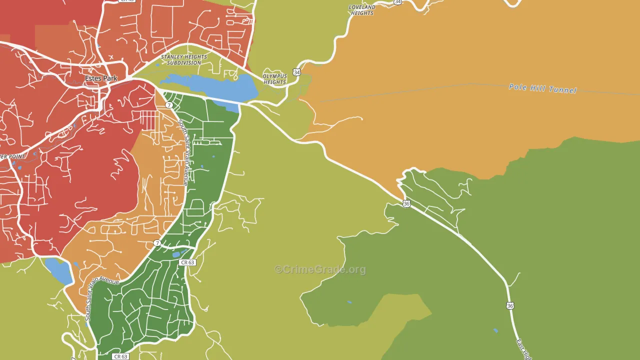 Loveland Heights, CO Map of Burglary Rates