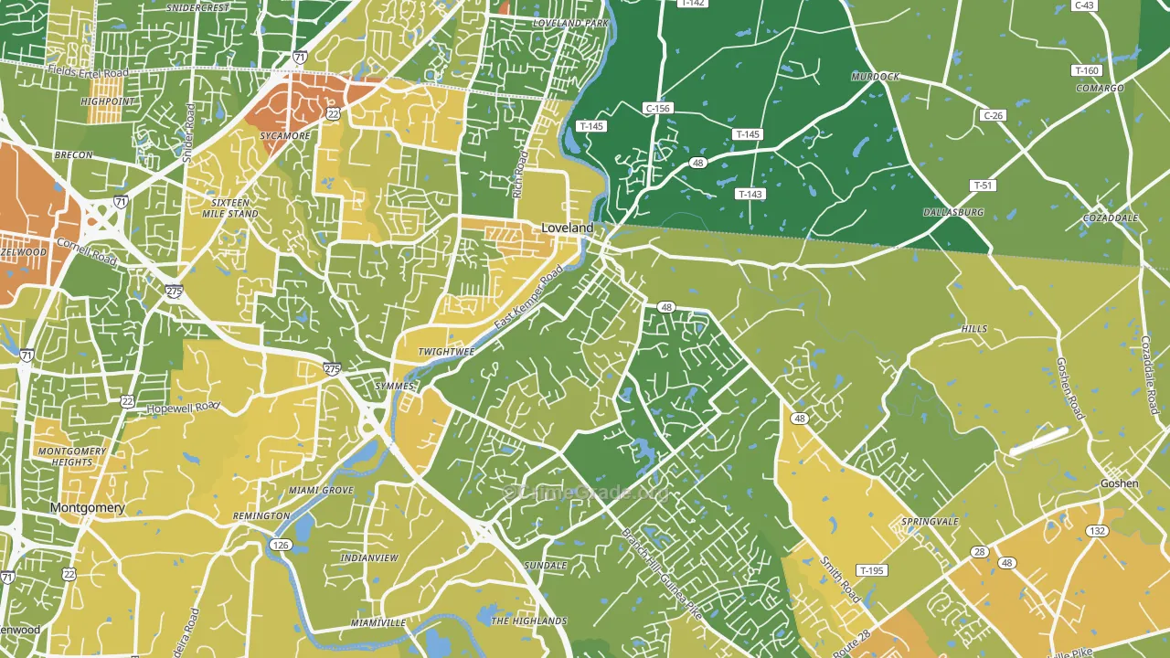 Loveland, OH Map of Burglary Rates