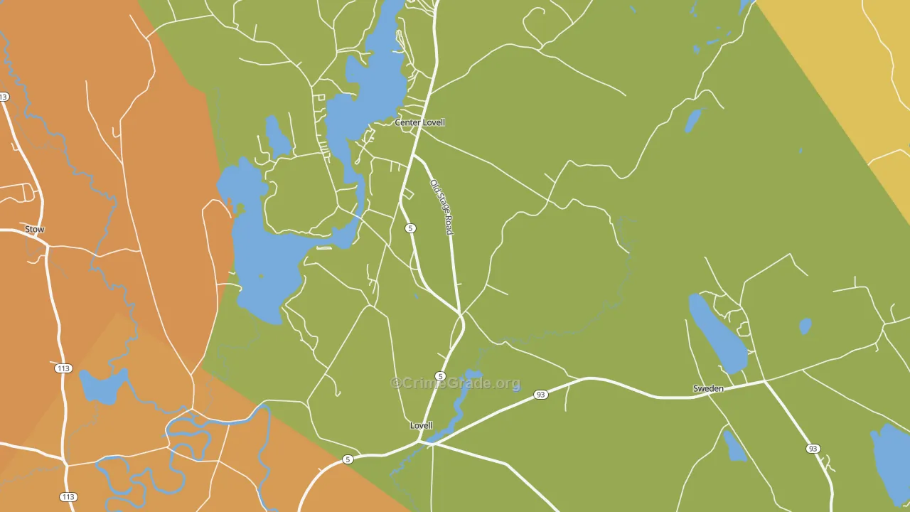 Lovell, ME Map of Burglary Rates