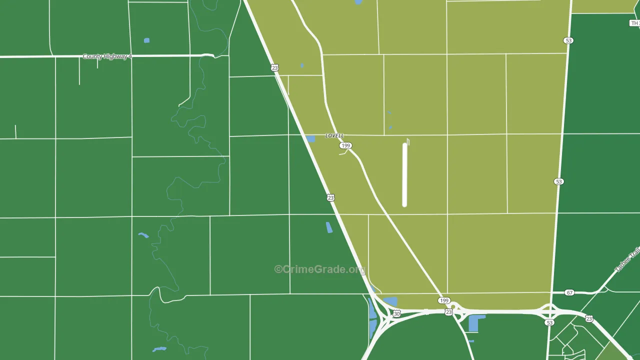 Lovell, OH Map of Burglary Rates