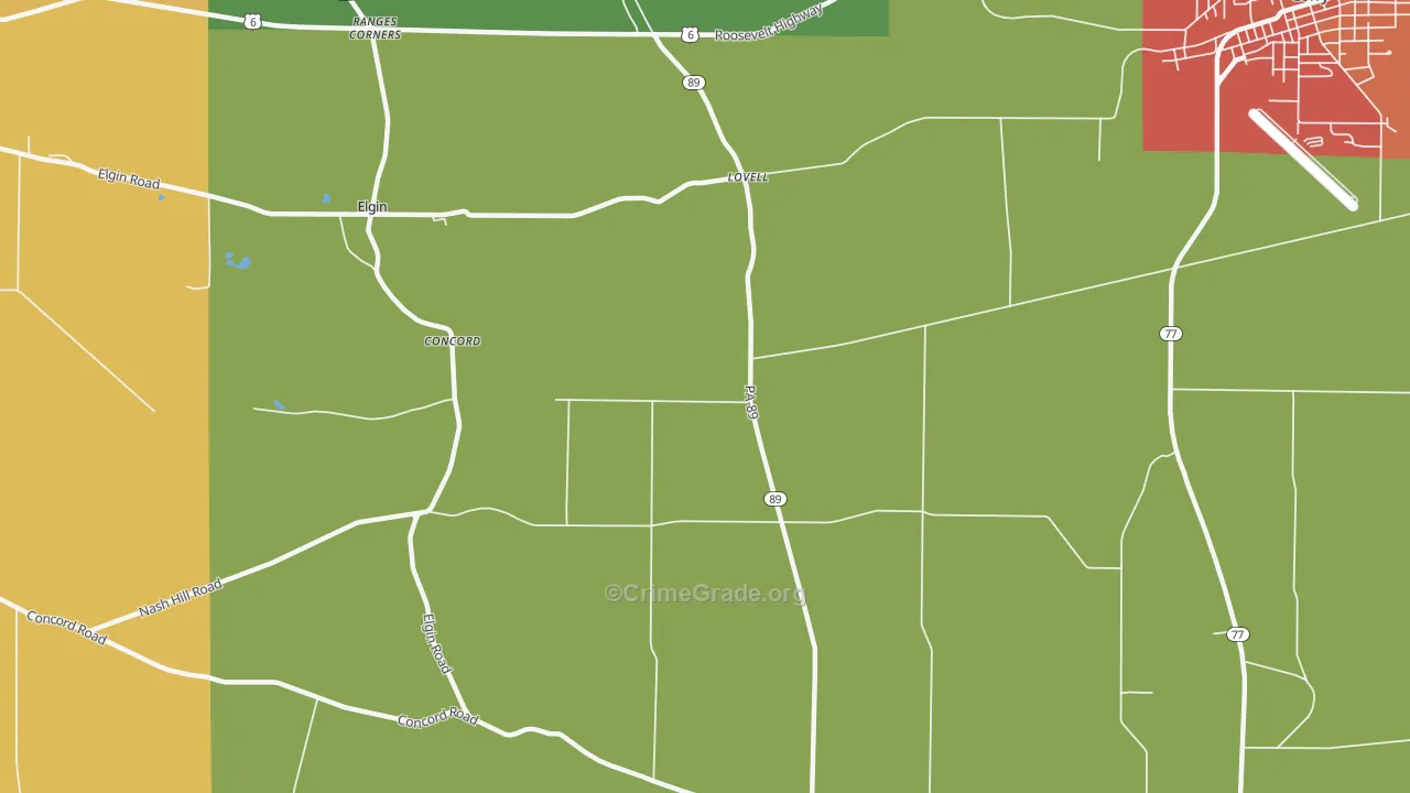 Lovell, PA Map of Burglary Rates