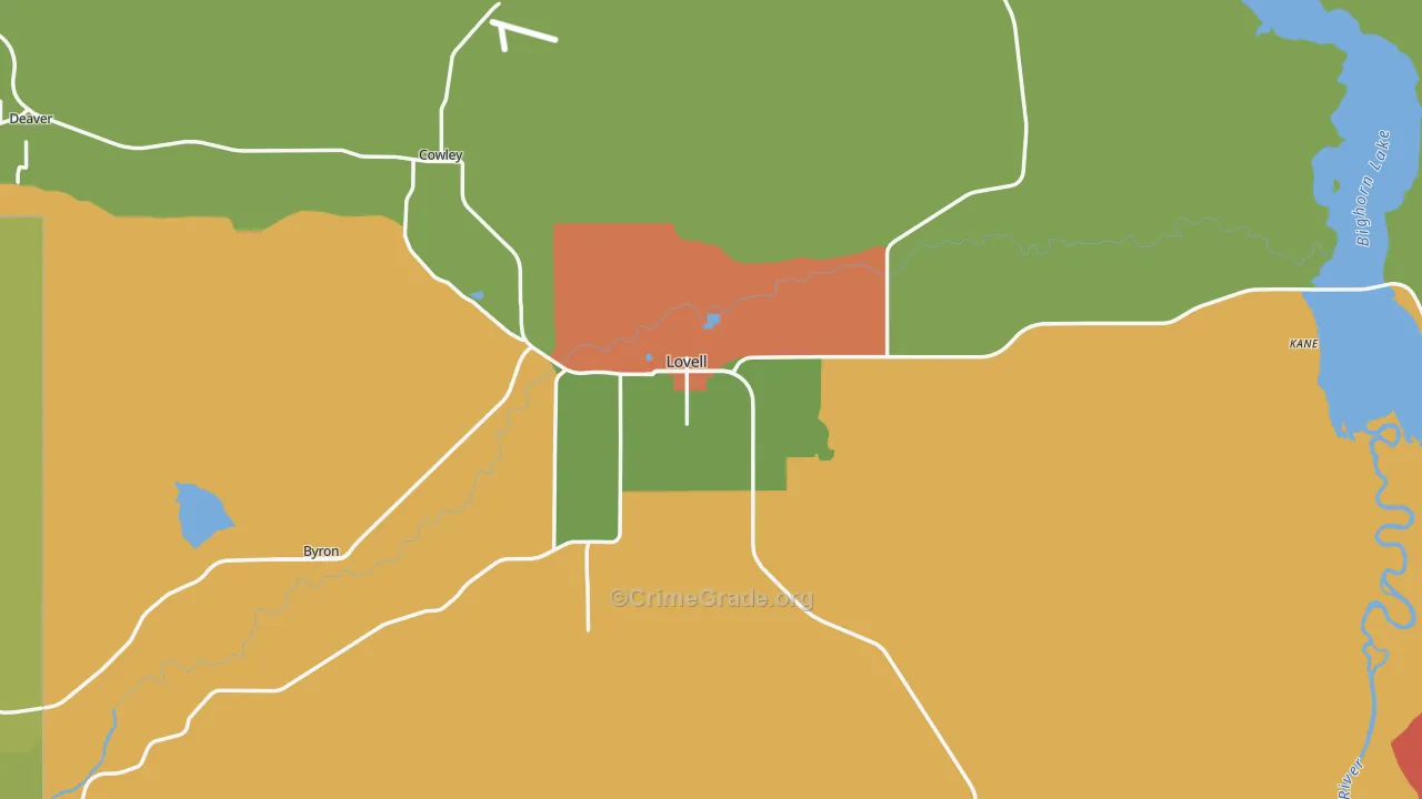 Lovell, WY Map of Burglary Rates