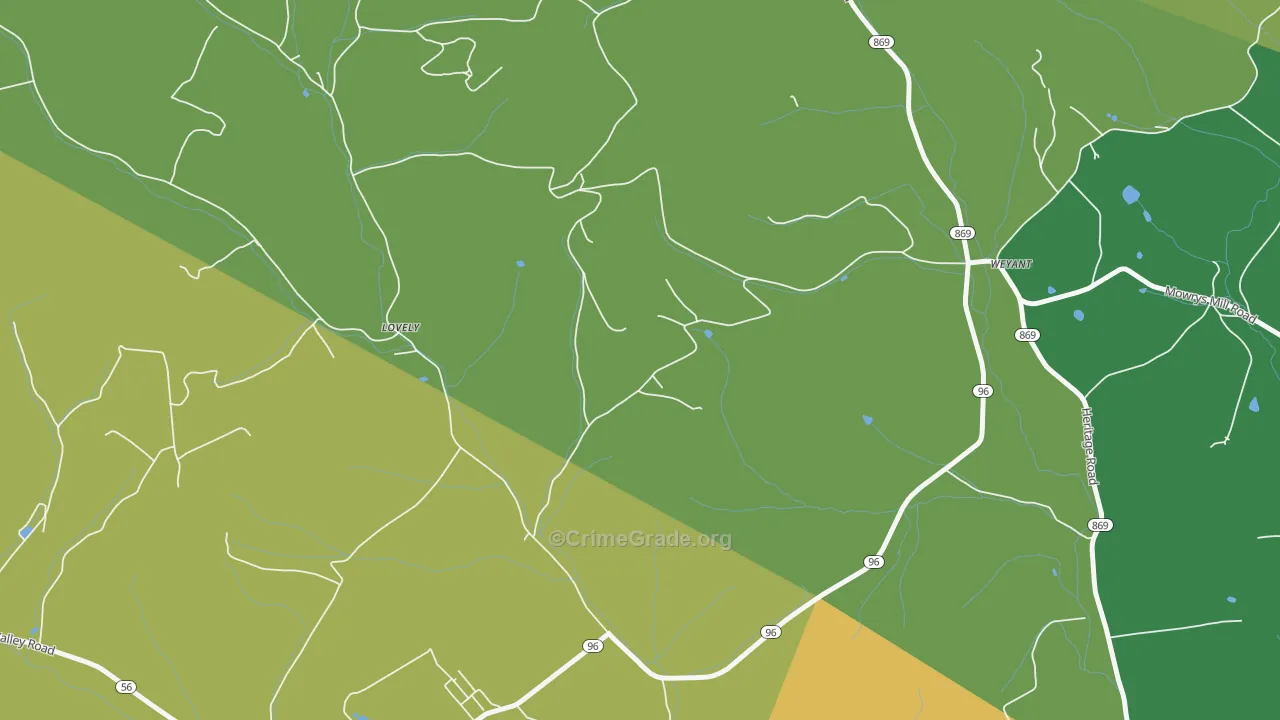 Lovely, PA Map of Burglary Rates