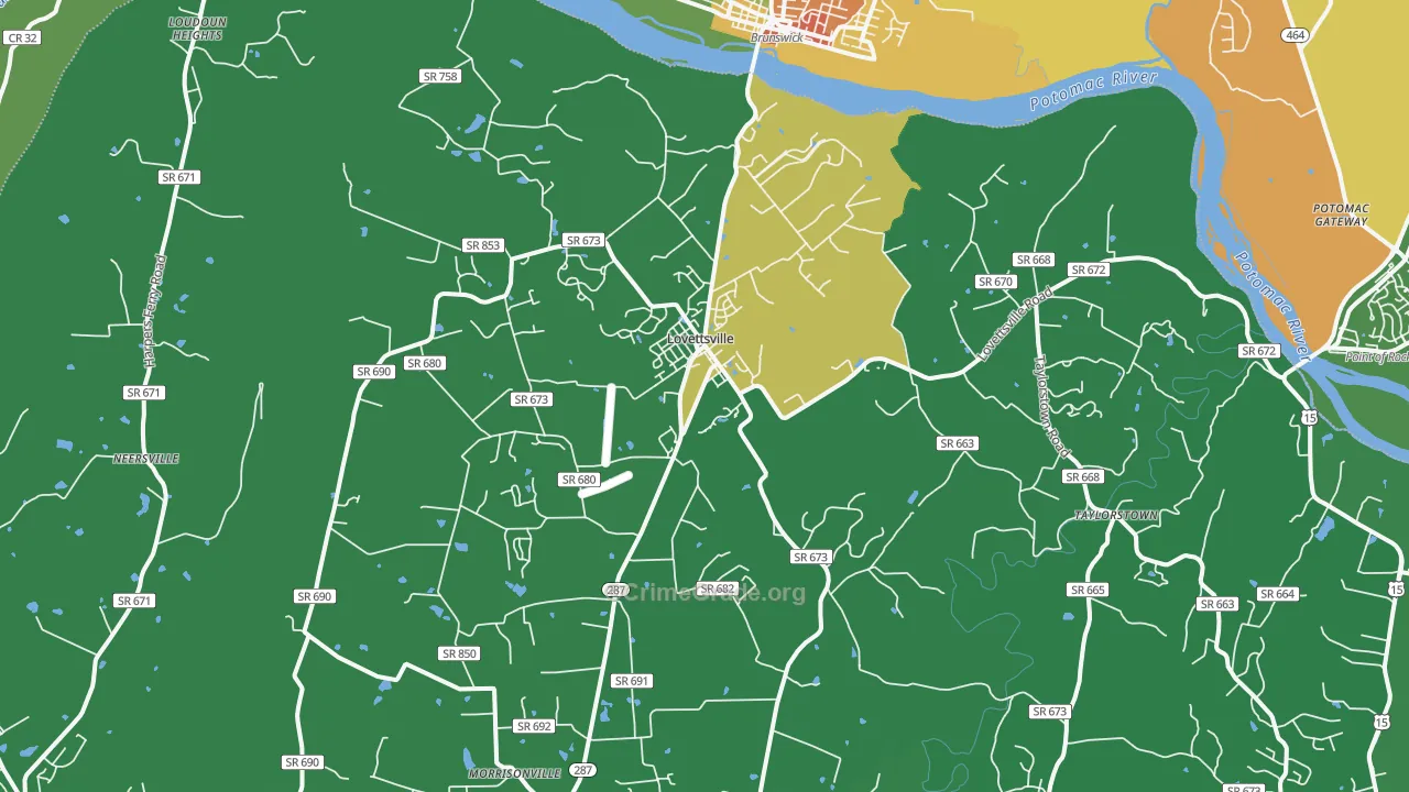 Lovettsville, VA Map of Burglary Rates