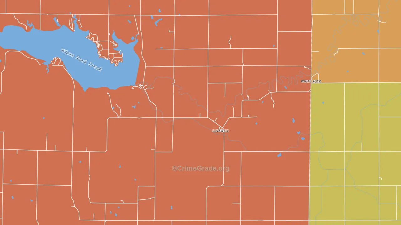 Lovewell, KS Map of Burglary Rates