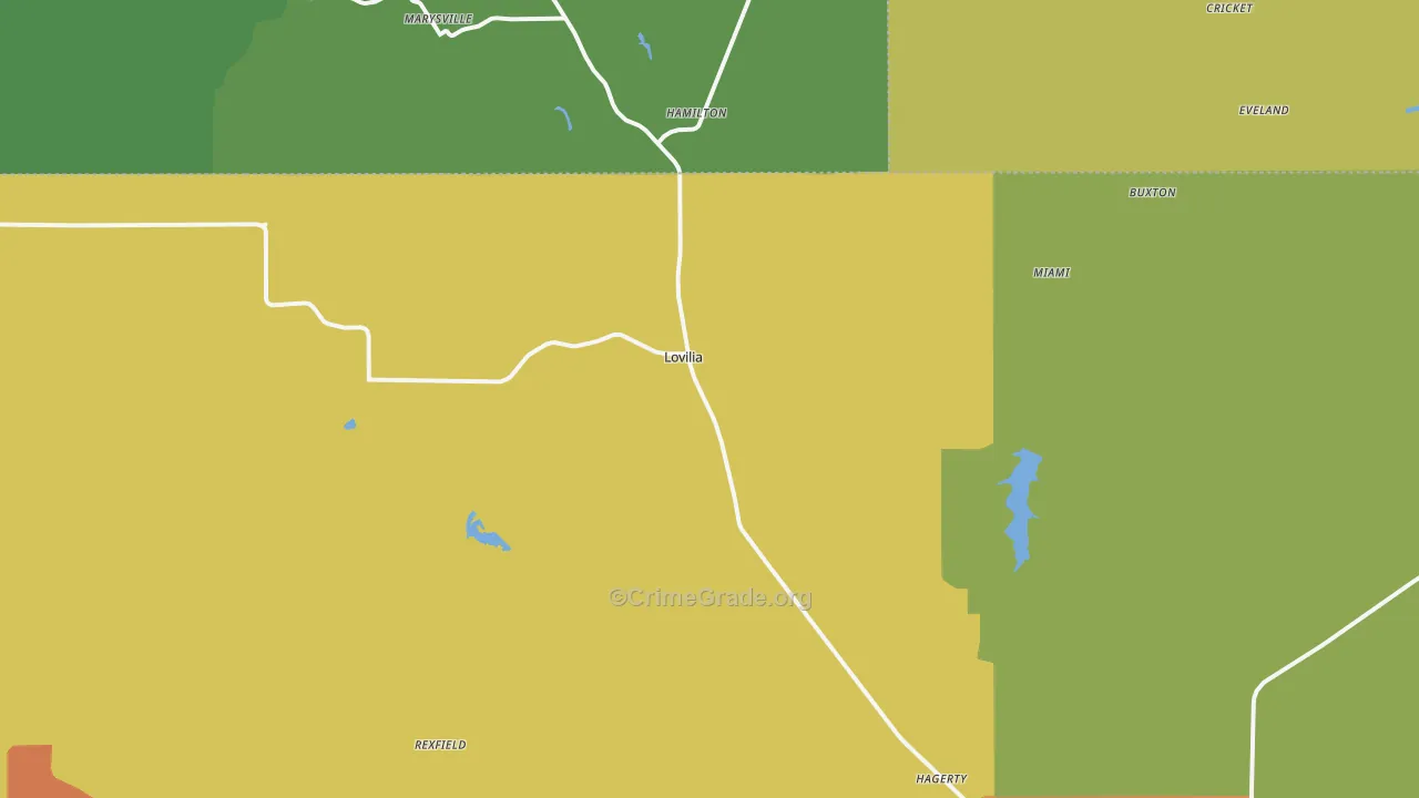 Lovilia, IA Map of Burglary Rates