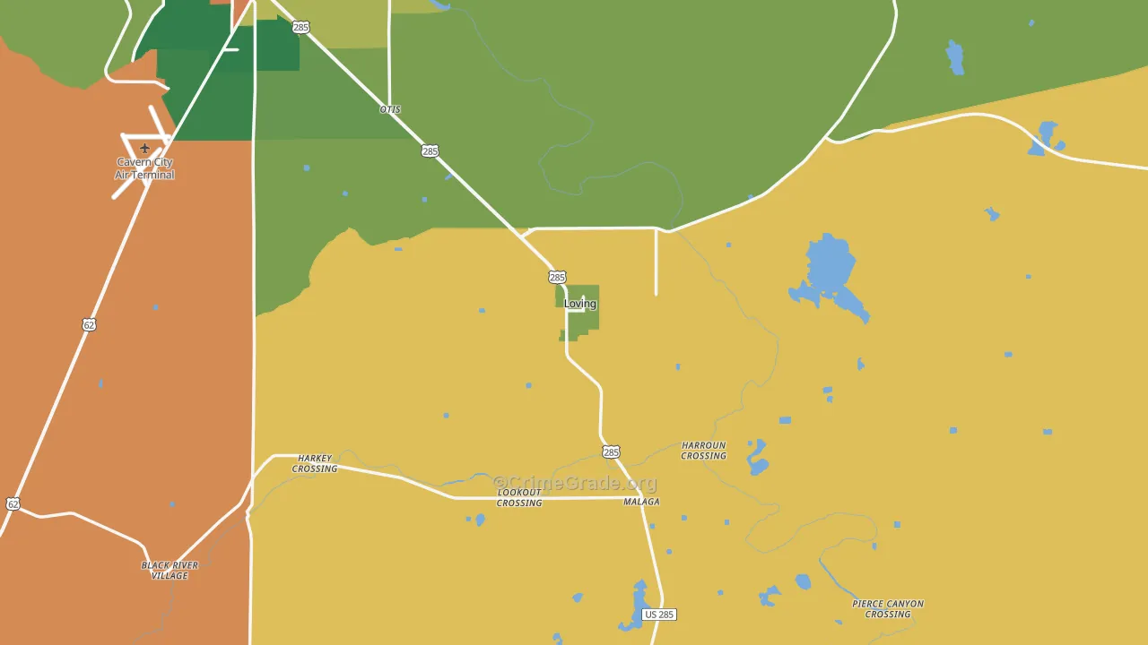 Loving, NM Map of Burglary Rates