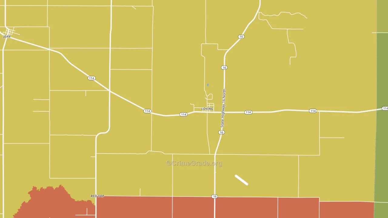 Loving, TX Map of Burglary Rates
