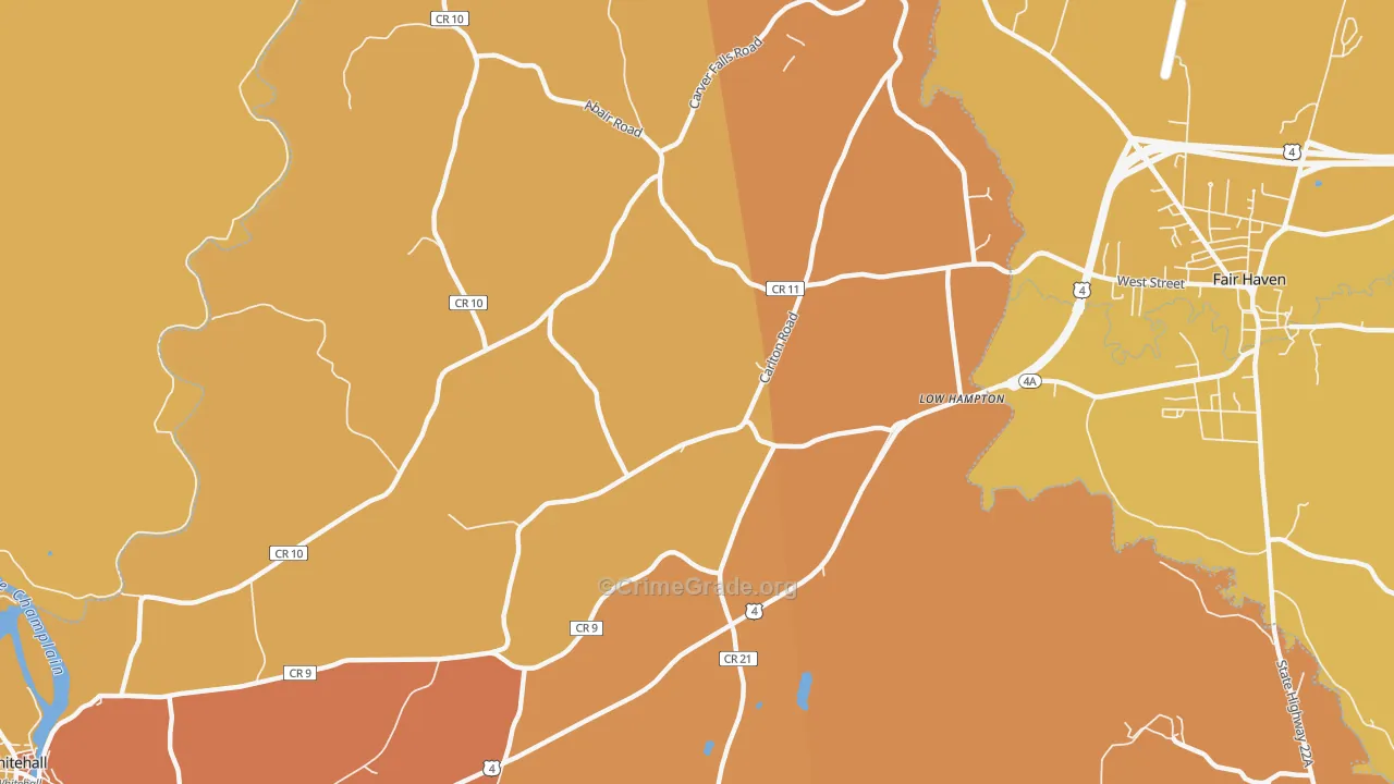 Low Hampton, NY Map of Burglary Rates