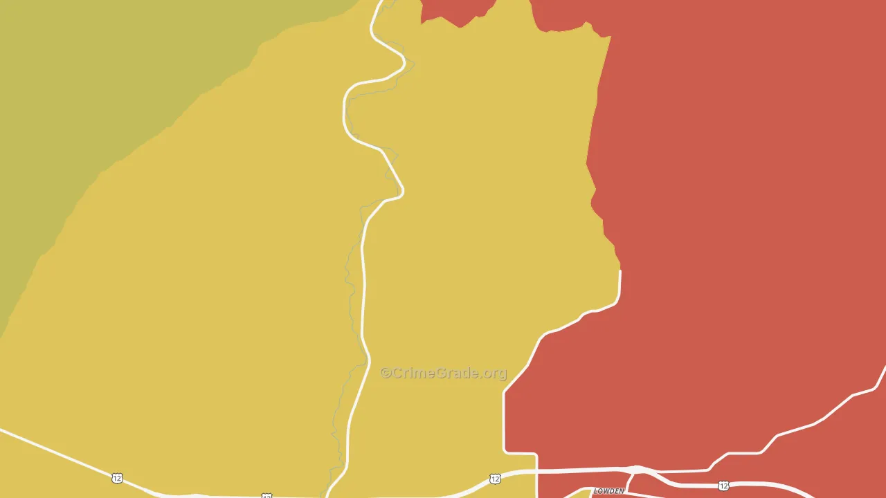 Lowden, WA Map of Burglary Rates