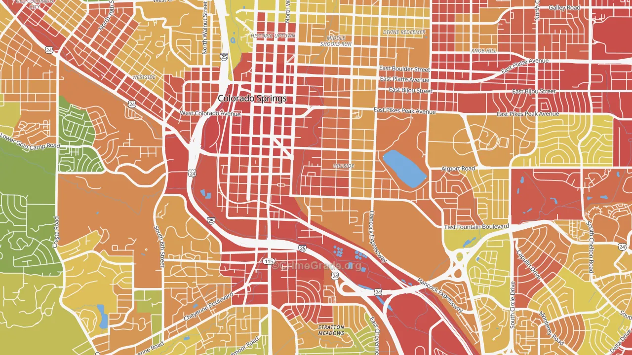 Lowell, Colorado Springs, CO Map of Burglary Rates