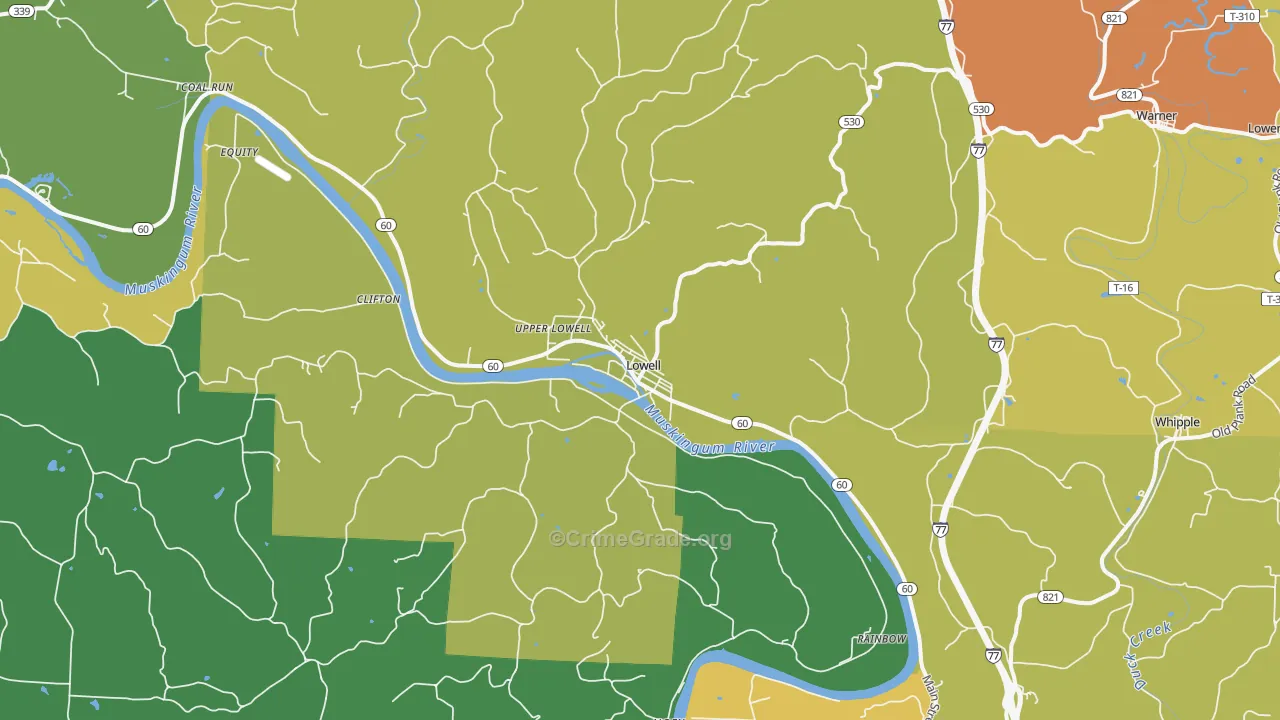 Lowell, OH Map of Burglary Rates