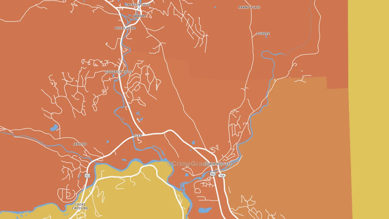 Lower Bartlett, NH Map of Burglary Rates