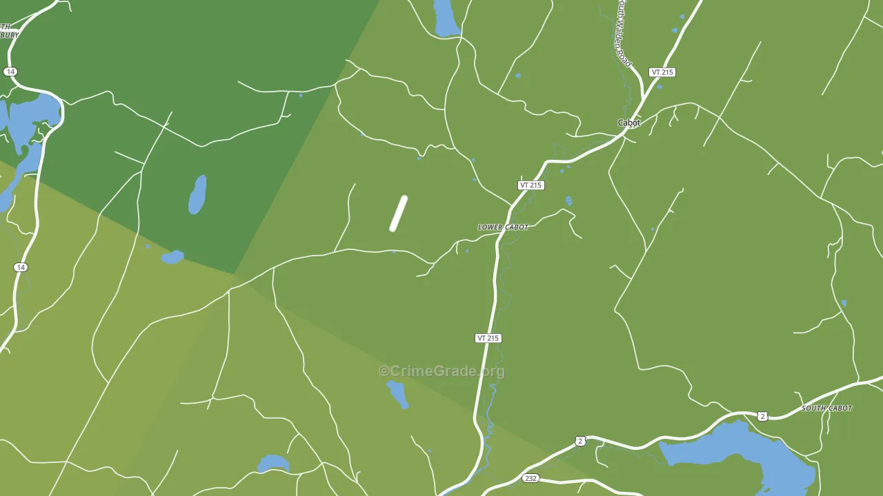 Lower Cabot, VT Map of Burglary Rates