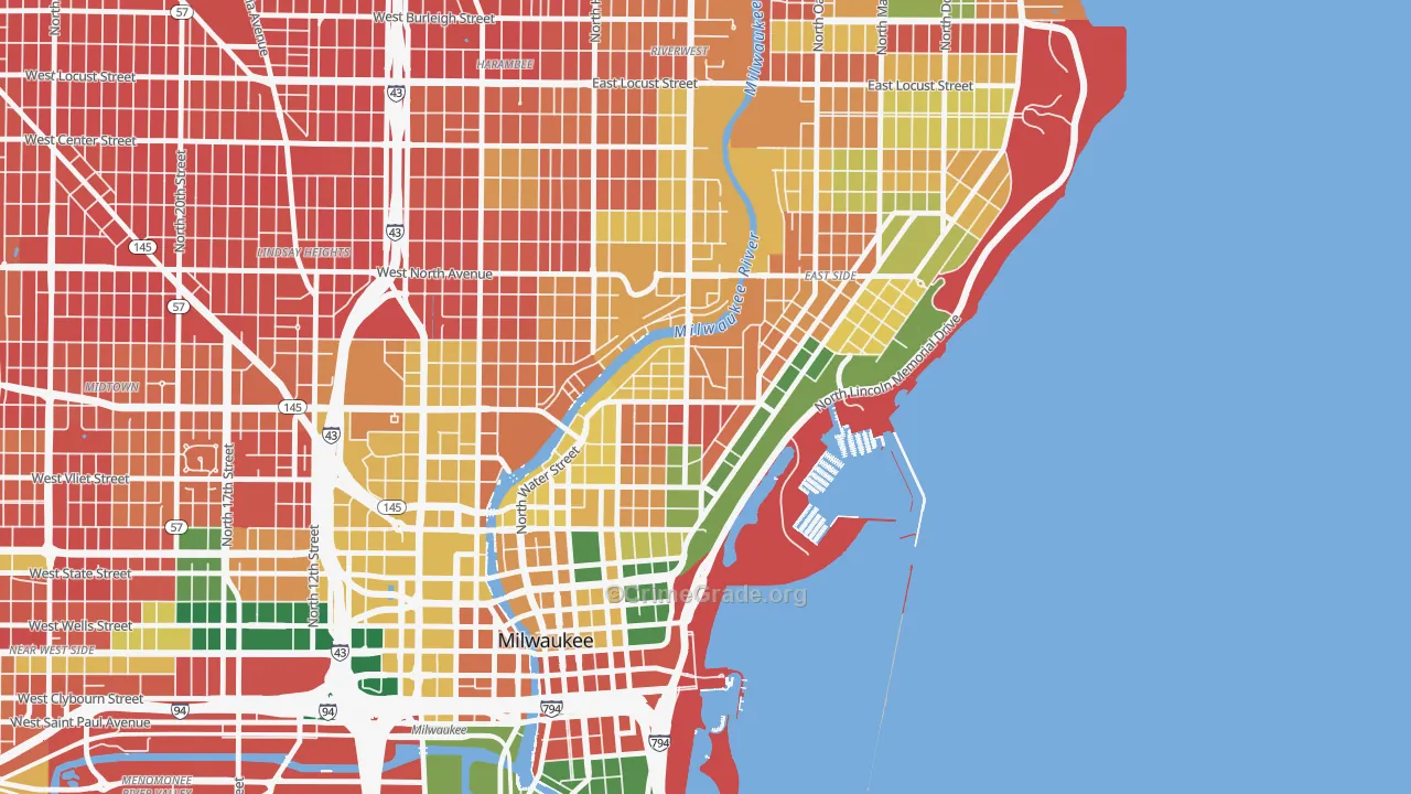 Lower East Side, Milwaukee, WI Map of Burglary Rates